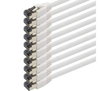 1m Cable de red Cat 8 Cable CAT8 blanco - 10 piezas Cat.8 Lan 2000 Mhz 40 Gbit s 40GBase-T cable de conexión Ethernet cable LSZH - 10 x 1m blanco