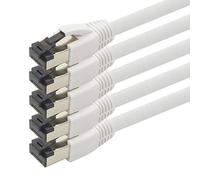 1m Cable de red Cat 8 Cable CAT8 blanco - 5 piezas Cat.8 Lan 2000 Mhz 40 Gbit s 40GBase-T cable de conexión Ethernet cable LSZH - 5 x 1m blanco
