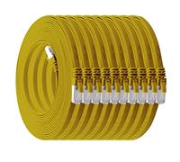 1m - CAT7 cable de red plano amarillo - 10 piezas 10 Gbit/s Gigabit LAN piso flaco cable Patch compatible con compatible con CAT5 CAT6 CAT7 CAT8 Cat8 cinta Lan cable