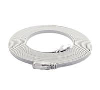 1m - CAT7 cable de red plano blanco - 1 pieza 10 Gbit/s Gigabit LAN piso flaco cable Patch compatible con compatible con CAT5 CAT6 CAT7 CAT8 Cat8 cinta Lan cable