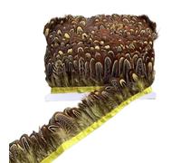 1m Natural Pheasant Feather Fabric Edge Trim For Clothing Headdress | Real Pheasant Feather Trim, Flexible Edge Costume Accessory(yellow)