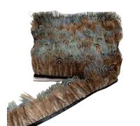 1m Natural Pheasant Feather Fabric Edge Trim For Clothing Headdress | Real Pheasant Feather Trim, Flexible Edge Costume Accessory(Greeneyebrow)