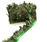 1m Natural Pheasant Feather Fabric Edge Trim For Clothing Headdress | Real Pheasant Feather Trim, Flexible Edge Costume Accessory(Grassgreen)