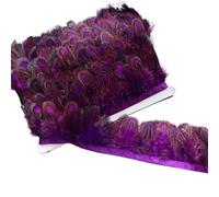 1m Natural Pheasant Feather Fabric Edge Trim For Clothing Headdress | Real Pheasant Feather Trim, Flexible Edge Costume Accessory(Púrpura)