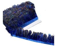 1m Natural Pheasant Feather Fabric Edge Trim For Clothing Headdress | Real Pheasant Feather Trim, Flexible Edge Costume Accessory(Sapphireblue)