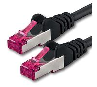 1m - negro - 1 pieza - CAT6a CAT 6a Ethernet LAN cable de red - SET 10 GB/s cable patch CAT6 S-FTP Doble blindado PIMF 500MHz libre de halógenos compatible con CAT5 CAT6a CAT7 CAT8