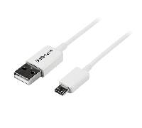 StarTech.com USBPAUB1MW - Cable Adaptador USB a Micro USB para Smartphone, Blanco