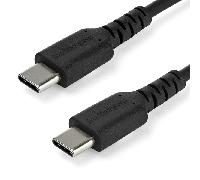 StarTech.com Cable de 1m de Carga USB C - de Carga Rápida y Sincronización USB 2.0 Tipo C a USB C para Portátiles - Revestimiento TPE de Fibra de Aramida M/M 60W Negro - iPad Pro Surface