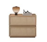 1M2nO3pK Mesita de Noche Mesita de Noche Mimbre y Lino, mesita for Sala Estar Dormitorio(XL)