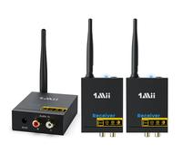 1Mii 3 en 1 Transmisor y 2 Receptores Audio Inalámbrico 2,4 GHz para 2 Altavoces, Salida/Entrada RCA, Ultra-Baja Latencia de 20ms, Emisor Inalámbrico Largo Alcance 100m de TV/PC a Subwoofer/Altavoz