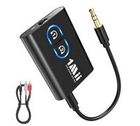 1Mii ML300 Transmisor Receptor Bluetooth 5.3 para TV, Adaptador Bluetooth Audio Jack 3.5mm AUX aptX LL/AD/HD, Dual Link, Música HiFi para PC/Auriculares/Estéreo/Coche/Altavoces/Avión