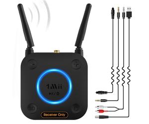 1Mii Receptor Bluetooth 5.3 HiFi, Adaptador Audio Bluetooth Control Volumen, Salida Óptica AUX 3.5mm, Coaxial, 3D Surround con aptX LL de Baja Latencia para Altavoces, Estéreo Hogar, Largo Alcance