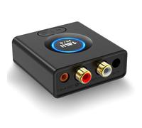 1Mii Receptor Bluetooth HiFi para Sistema Estéreo, Adaptador Audio Inalámbrico AUX/RCA Jack 3.5 con Refuerzo de Graves, Baja Latencia, 12H Autonomía para Amplificador, Coche y Altavoz