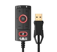 1Mii Tarjeta de Sonido USB a Adaptador de Audio Jack de 3.5 mm, Sonido Envolvente Virtual 7.1, Funciona para Auriculares PS4/PC/MAC/estéreo, Tarjeta de Sonido Externa Plug and Play