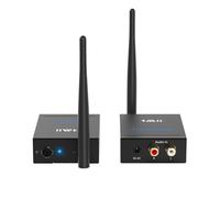1Mii Transmisor Receptor Inalámbrico Audio HiFi (1TX+1RX), 2.4GHz Adaptador Emisor Audio Largo Alcance 100m, 20ms Baja Latencia Desde TV/PC a Altavoz Activo/Subwoofer/Barra de Sonido, Salida AUX/RCA