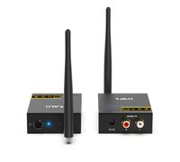 1Mii Transmisor Receptor Inalámbrico Audio HiFi, 2,4 GHz Adaptador Emisor Audio Largo Alcance 100m, Baja Latencia Desde TV/PC/Receptor AV a Altavoz Actico/Subwoofer/Barra de Sonido, Salida AUX/RCA
