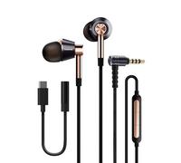 1MORE Triple Driver Auriculares Intraaurales, Cascos Hi-Res con Micrófono MEMS, Sonido Potente de Graves, Control Remoto en Línea, Auriculares con Cable de 3.5mm para Smartphones PC Plata (Oro)