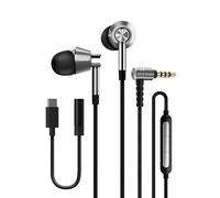 1MORE Triple Driver Auriculares Intraaurales, Cascos Hi-Res con Micrófono MEMS, Sonido Potente de Graves, Control Remoto en Línea, Auriculares con Cable de 3.5mm para Smartphones PC Plata (Plata)