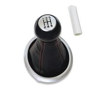 1neiSmartech Kit de pomo de 5 marchas con costuras rojas, marco, abrazadera y adaptador, compatible con Suzuki Swift 2005-2010, SX4 2007-2013, Alto 2009-2014, solo para palanca de cambios en forma de