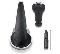 1neiSmartech Kit de pomo para palanca de cambios de 5 marchas con tapa y abrazadera compatible con Citroën C4 I (MK1) 2004-2010, marco plateado, OEM 2403CV 9653800177, adaptador incluido