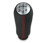 1neiSmartech Pomo para palanca de cambios de 5 marchas compatible con Renault Clio Megane Scenic Modus Captur Kangoo y Dacia Duster Sandero Color Negro con costuras rojas