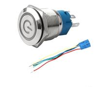 1NO1NC - Interruptor de botón de cierre de 19 mm con cuerpo de metal e indicador LED para iluminación industrial y de vehículos (blanco)