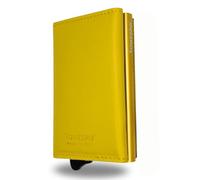 1ONESPO Magnetic Pro Cartera hombre auténtica piel - Tarjetero hombre con monedero y dinero en efectivo - Protección RFID 8 tarjetas, napa amarillo