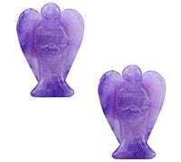 1pair Crystal Cirnelian Rainbow Aura Titanium Quartz Guardian Angel Statues Figurines 1.5 "-Amatista
