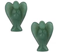 1pair Crystal Cirnelian Rainbow Aura Titanium Quartz Guardian Angel Statues Figurines 1.5 "-Aventurina verde