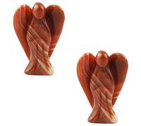 1pair Crystal Cirnelian Rainbow Aura Titanium Quartz Guardian Angel Statues Figurines 1.5 "-Carambón