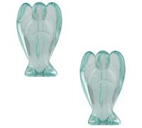 1pair Crystal Cirnelian Rainbow Aura Titanium Quartz Guardian Angel Statues Figurines 1.5"-Cristal azul de cristal