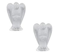 1pair Crystal Cirnelian Rainbow Aura Titanium Quartz Guardian Angel Statues Figurines 1.5 "-Cuarzo de roca