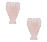 1pair Crystal Cirnelian Rainbow Aura Titanium Quartz Guardian Angel Statues Figurines 1.5 "-Cuarzo rosa