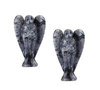 1pair Crystal Cirnelian Rainbow Aura Titanium Quartz Guardian Angel Statues Figurines 1.5 "-Labradorita