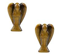 1pair Crystal Cirnelian Rainbow Aura Titanium Quartz Guardian Angel Statues Figurines 1.5"-Piedra de ojo de tigres