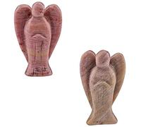 1pair Crystal Cirnelian Rainbow Aura Titanium Quartz Guardian Angel Statues Figurines 1.5 "-Rodonita