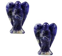 1pair Crystal Cirnelian Rainbow Aura Titanium Quartz Guardian Angel Statues Figurines 1.5 "-Sodalito