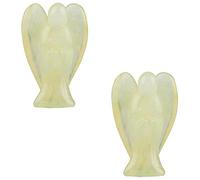 1pair Crystal Cirnelian Rainbow Aura Titanium Quartz Guardian Angel Statues Figurines 1.5"-Vidrio de cristal amarillo