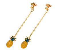 1Pair Funky Pineapple Clip for Women Non Piercing Fruit Dangle Earrings Lightweight Comfortable Summer Accessory Stylish Ear Clips