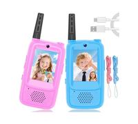 1Pair Video Walkie Talkies for Kids Rechargeable Kids Walkie Talkies Long Range Birthday Toys Gifts for 3-12 Year