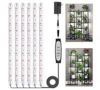 1Paquetes 6 Barras de Luz para Cultivo de Plantas, Lámpara de Luz Solar de Espectro Completo con Temporizador 6/12/18H, 5 Niveles Regulables para Suculentas, Estante para Plantas, Bajo Armario