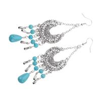 1Par Pendientes de Caída para Mujeres Turquesa Aretes de Gancho Estéticos Pendientes Colgantes de Tassel para Adolescentes