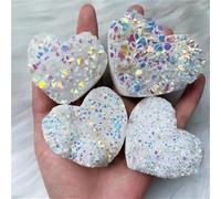 1pc 100-150g Carved Stones Crystal Crafts Raw Angel Aura Clear Quartz Heart Cluster Carving Craft For Gift Decoration Gemstone Stone