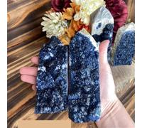 1pc 100-200g Ultra Rare Blueberry Fluorite Crystal Cluster Tower- Large with White Quartz Tower Deep Blue-Purple Color Gemstone Stone