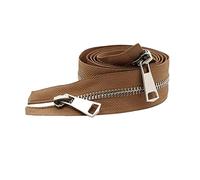 1pc 120cm 5# Cremalleras de metal de doble deslizador Cremallera de ropa de extremo abierto de color para chaqueta de plumas, abrigo, textiles para el hogar, Marrón, 120cm