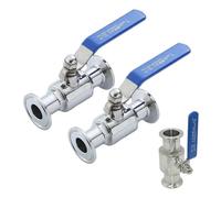 1PC 19mm 3/4" 1" 1-1/2" 2" 304 Stainless Steel Ball Valve Tri Clamp 50.5mm/64mm Ferrule Type For Diary Product(45mm x Ferrule 64)