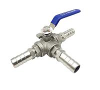 1pc 19mm OD Hose 304 Stainless Steel L-Port Three Way Drain Ball Valve For Water