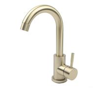 1pc 304 acero inoxidable lavabo cepillado oro caliente y agua fría mezclado grifo