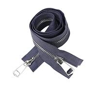 1pc 5# 60/70/80cm Cierre automático Cremallera de metal plateado Cremallera deslizante doble para chaqueta de plumas, chaqueta, accesorios de cárdigan, Gris oscuro