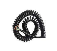 1pc 5-core 1mm² de resorte Cable en espiral estirable Cable de alimentación negro Núcleo de cobre puro Funda de TPU Resistente al desgaste Resistente al aceite(Stretch 2.5m)